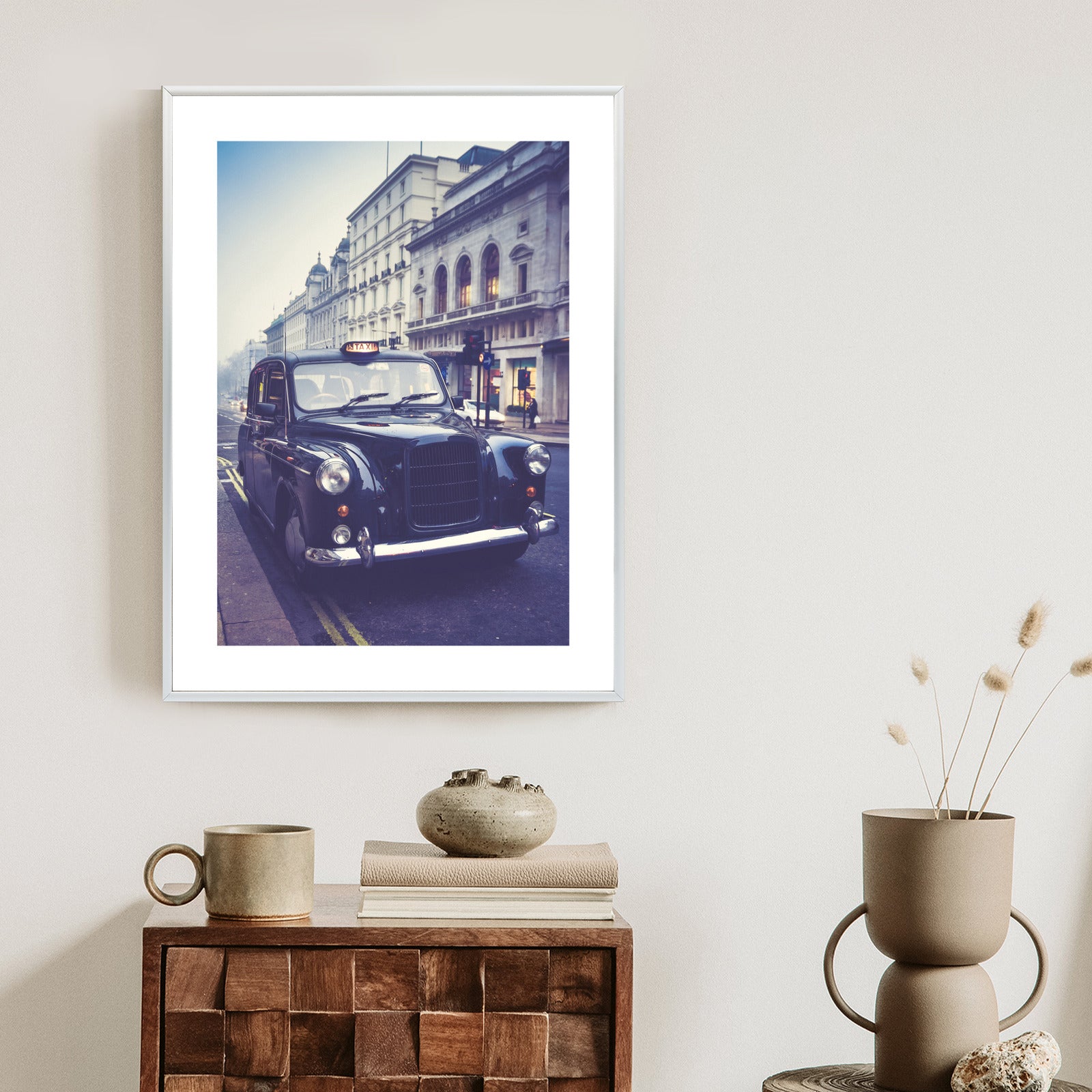 Plakat Czarna Taksówka W Stylu Retro Rama Aluminiowa Kolor Czarny