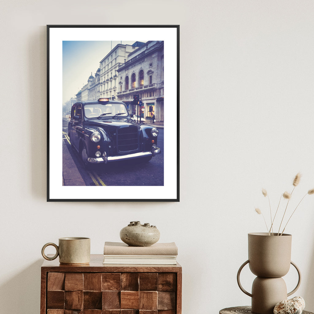 Plakat Czarna Taksówka W Stylu Retro Rama Aluminiowa Kolor Czarny