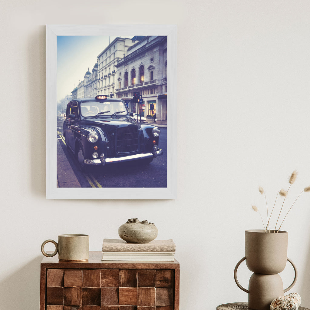 Plakat Czarna Taksówka W Stylu Retro Rama Aluminiowa Kolor Czarny