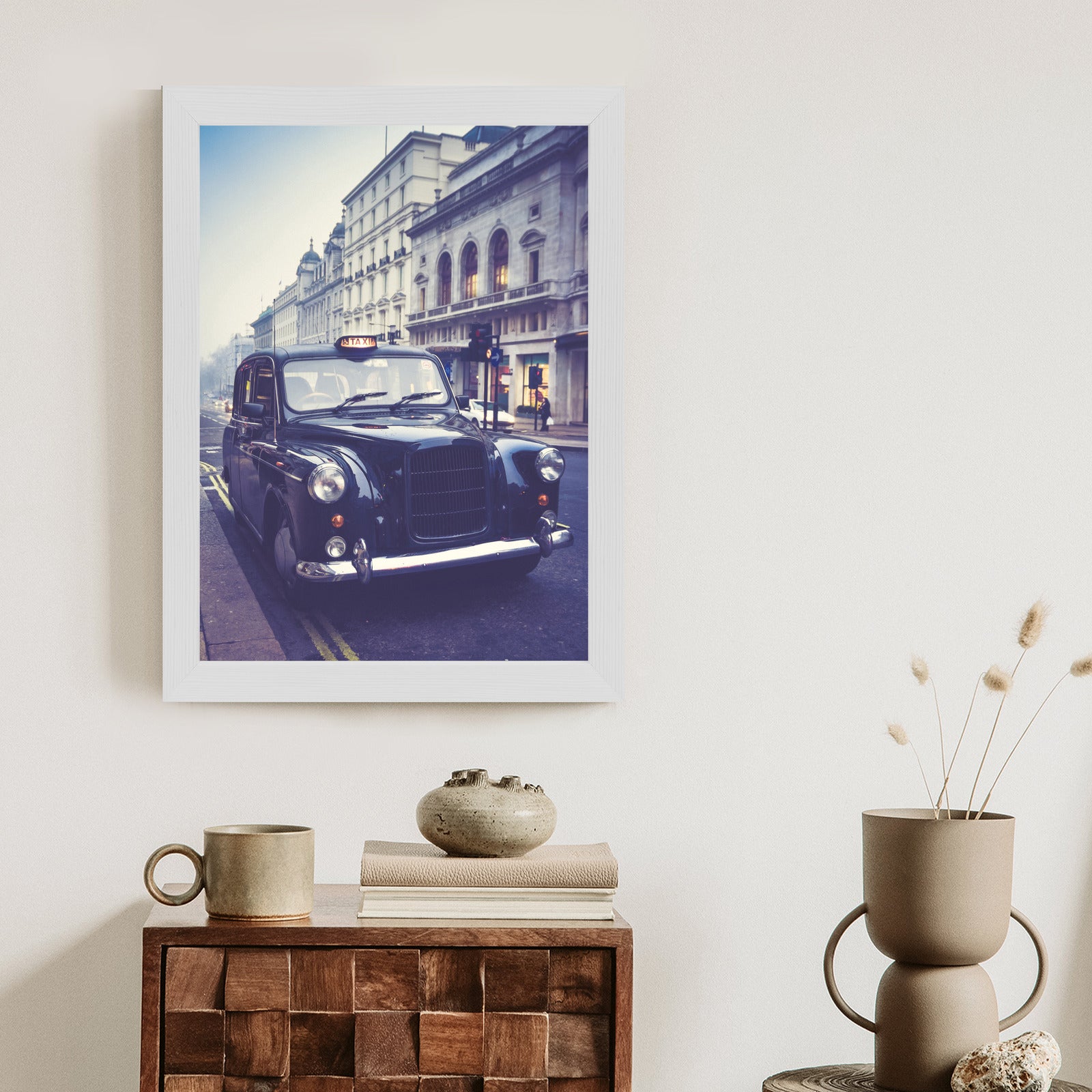 Plakat Czarna Taksówka W Stylu Retro Rama Aluminiowa Kolor Czarny