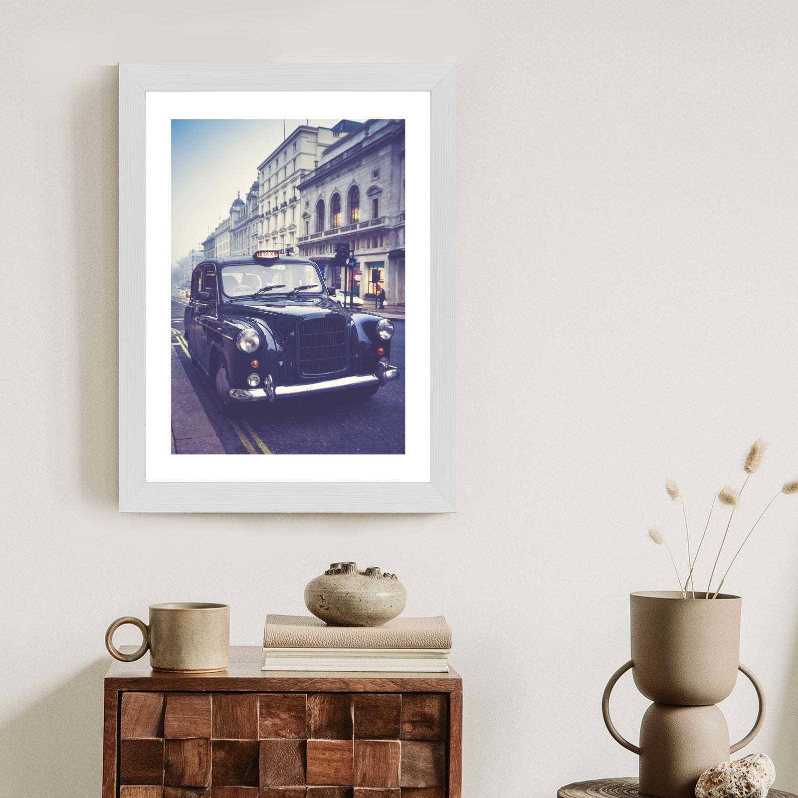 Plakat Czarna Taksówka W Stylu Retro Rama Aluminiowa Kolor Czarny