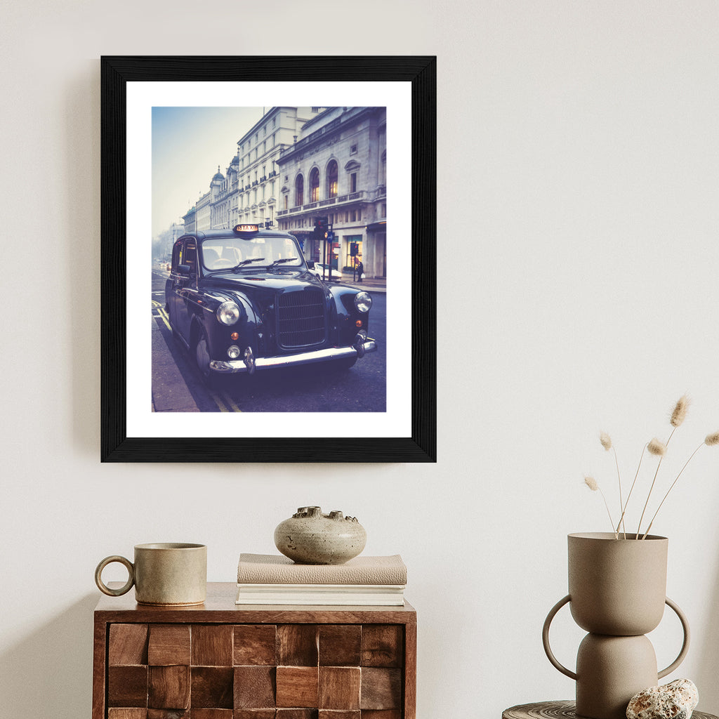 Plakat Czarna Taksówka W Stylu Retro Rama Aluminiowa Kolor Czarny