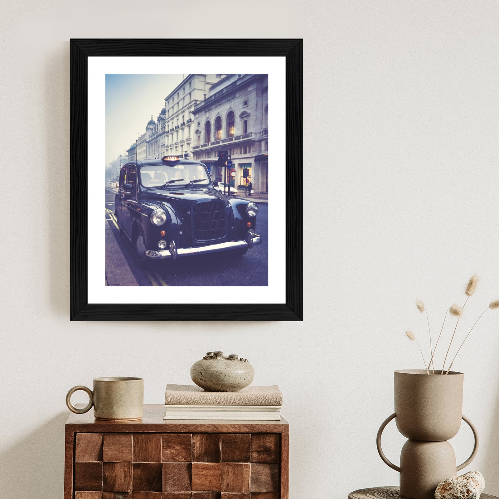 Plakat Czarna Taksówka W Stylu Retro Rama Aluminiowa Kolor Czarny