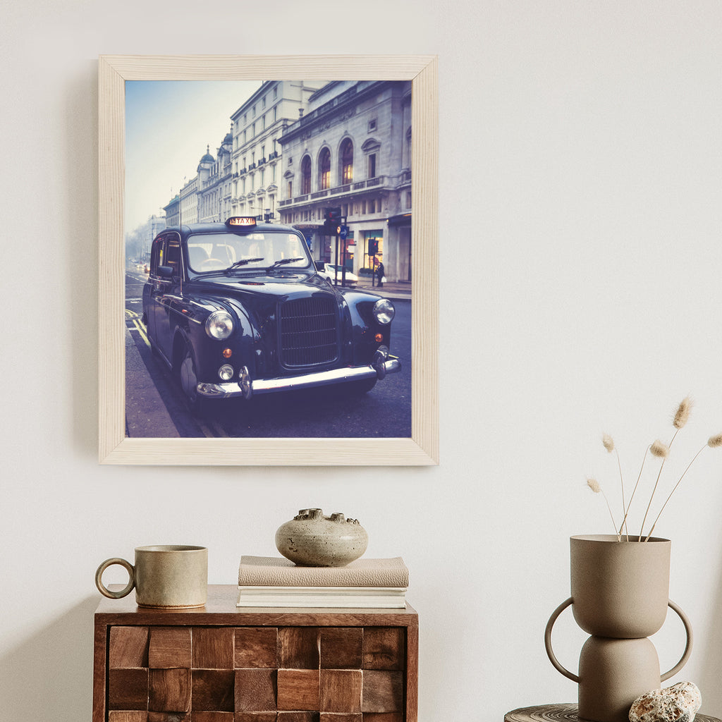 Plakat Czarna Taksówka W Stylu Retro Rama Aluminiowa Kolor Czarny