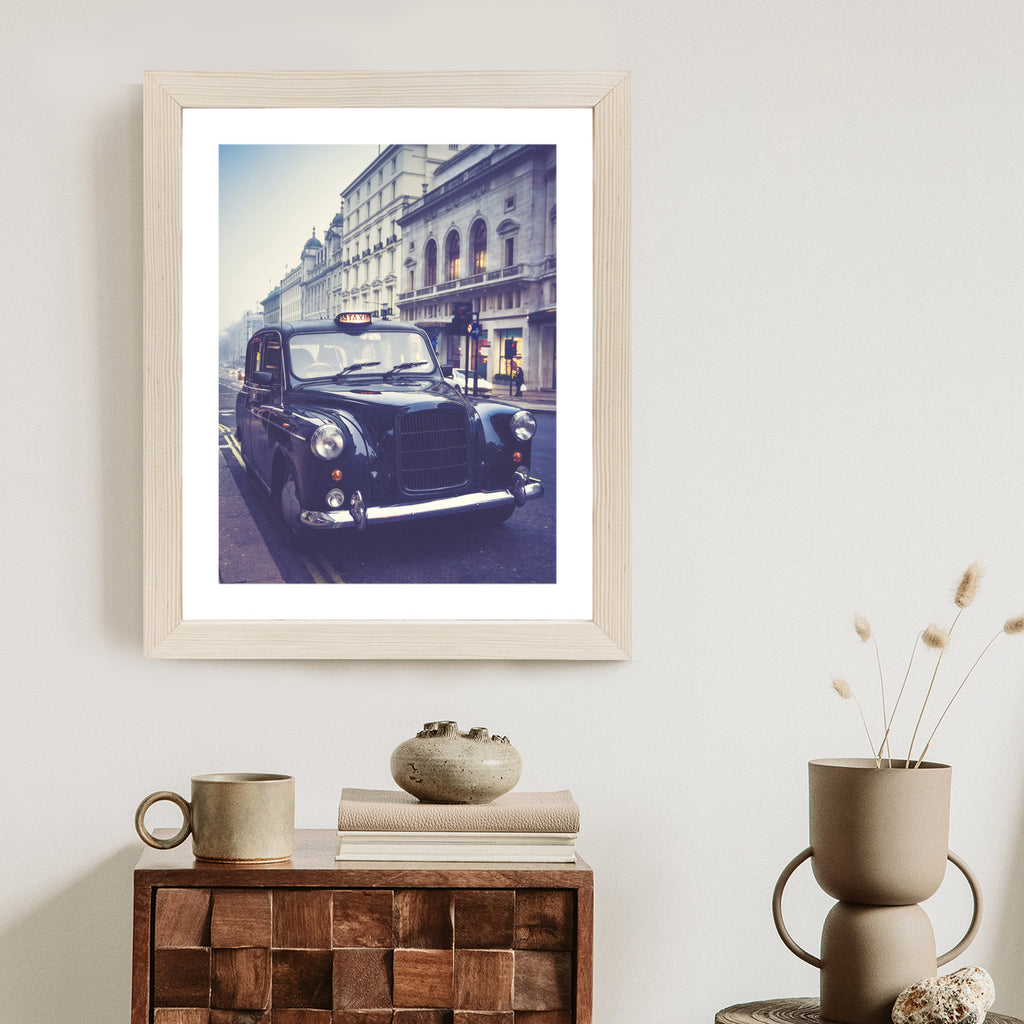 Plakat Czarna Taksówka W Stylu Retro Rama Aluminiowa Kolor Czarny