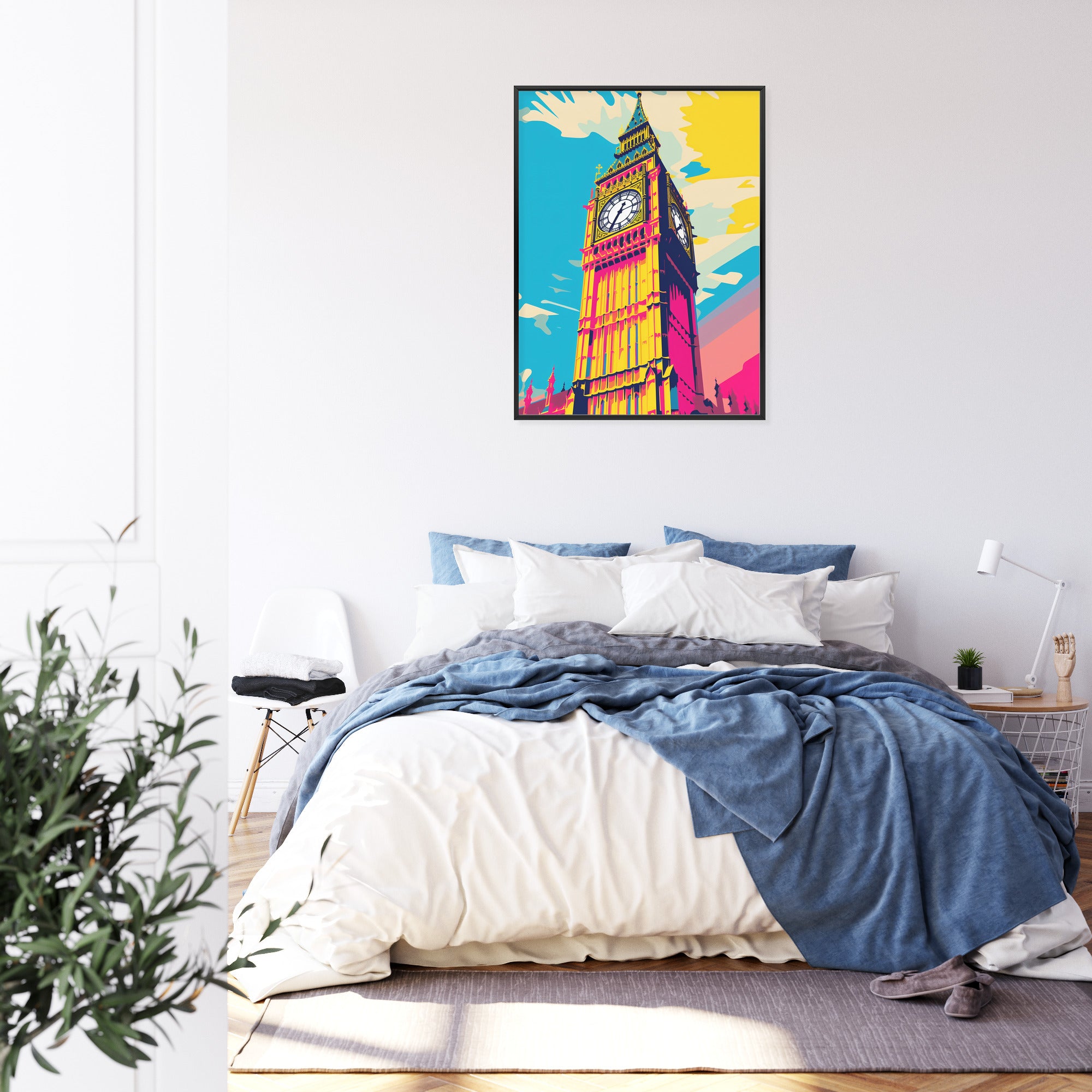 Plakat Kolorowy Big Ben Ilustracja Rama Aluminiowa Kolor Czarny