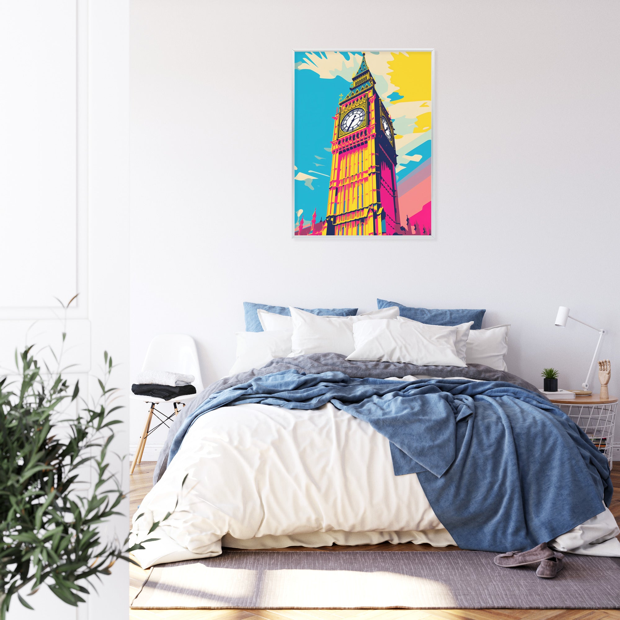 Plakat Kolorowy Big Ben Ilustracja Rama Aluminiowa Kolor Czarny