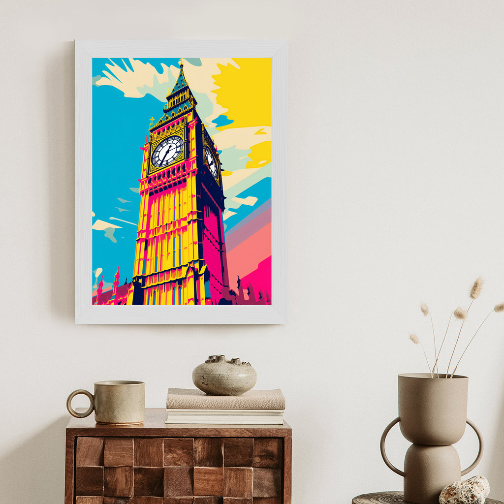 Plakat Kolorowy Big Ben Ilustracja Rama Aluminiowa Kolor Czarny