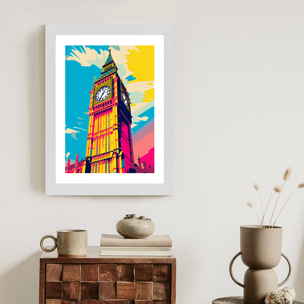 Plakat Kolorowy Big Ben Ilustracja Rama Aluminiowa Kolor Czarny