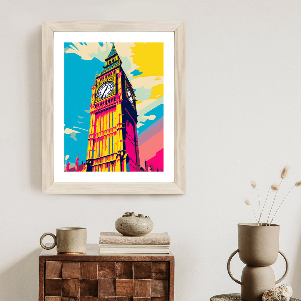 Plakat Kolorowy Big Ben Ilustracja Rama Aluminiowa Kolor Czarny