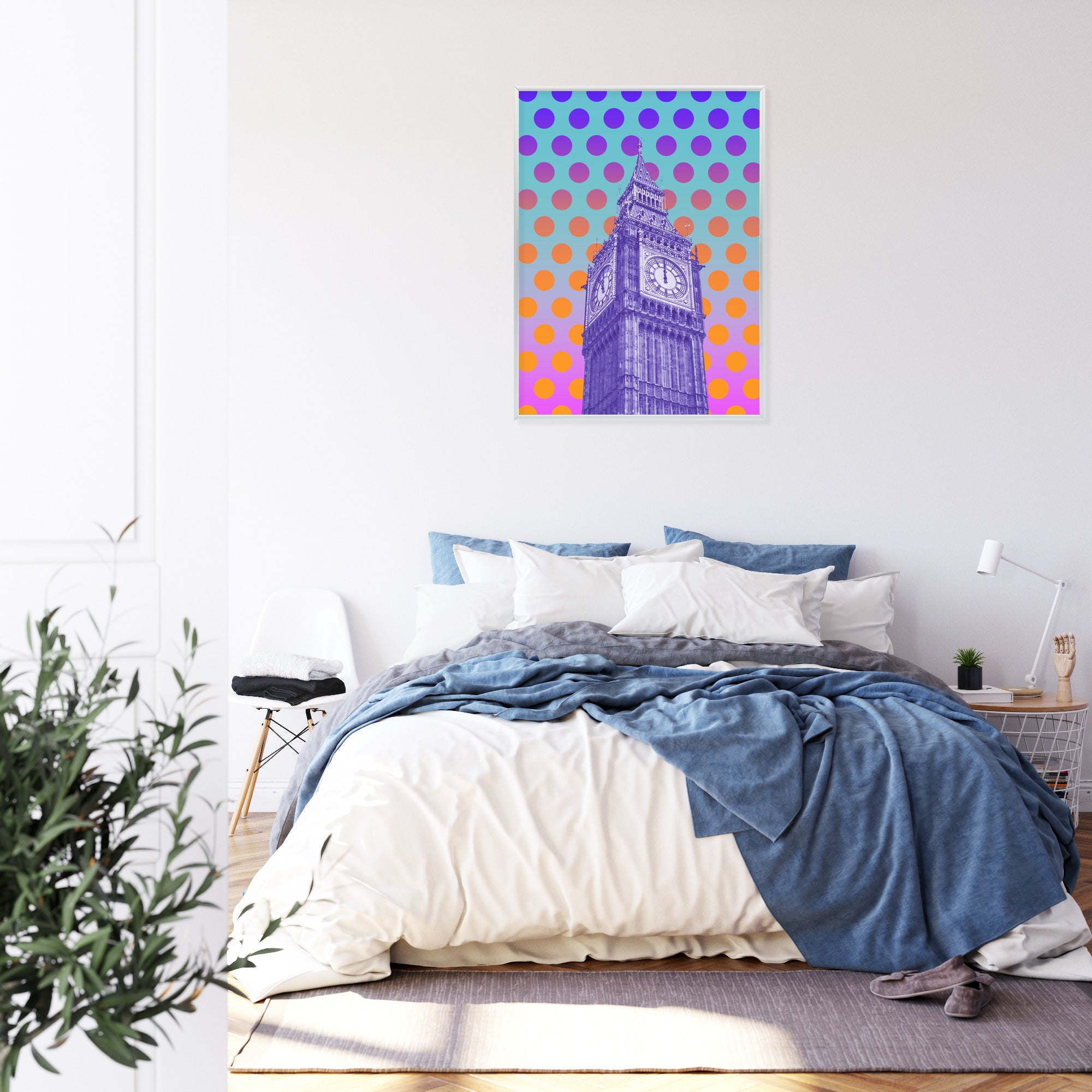 Plakat Big Ben W Stylu Pop Art Na Kolorowym Tle Rama Aluminiowa Kolor Czarny