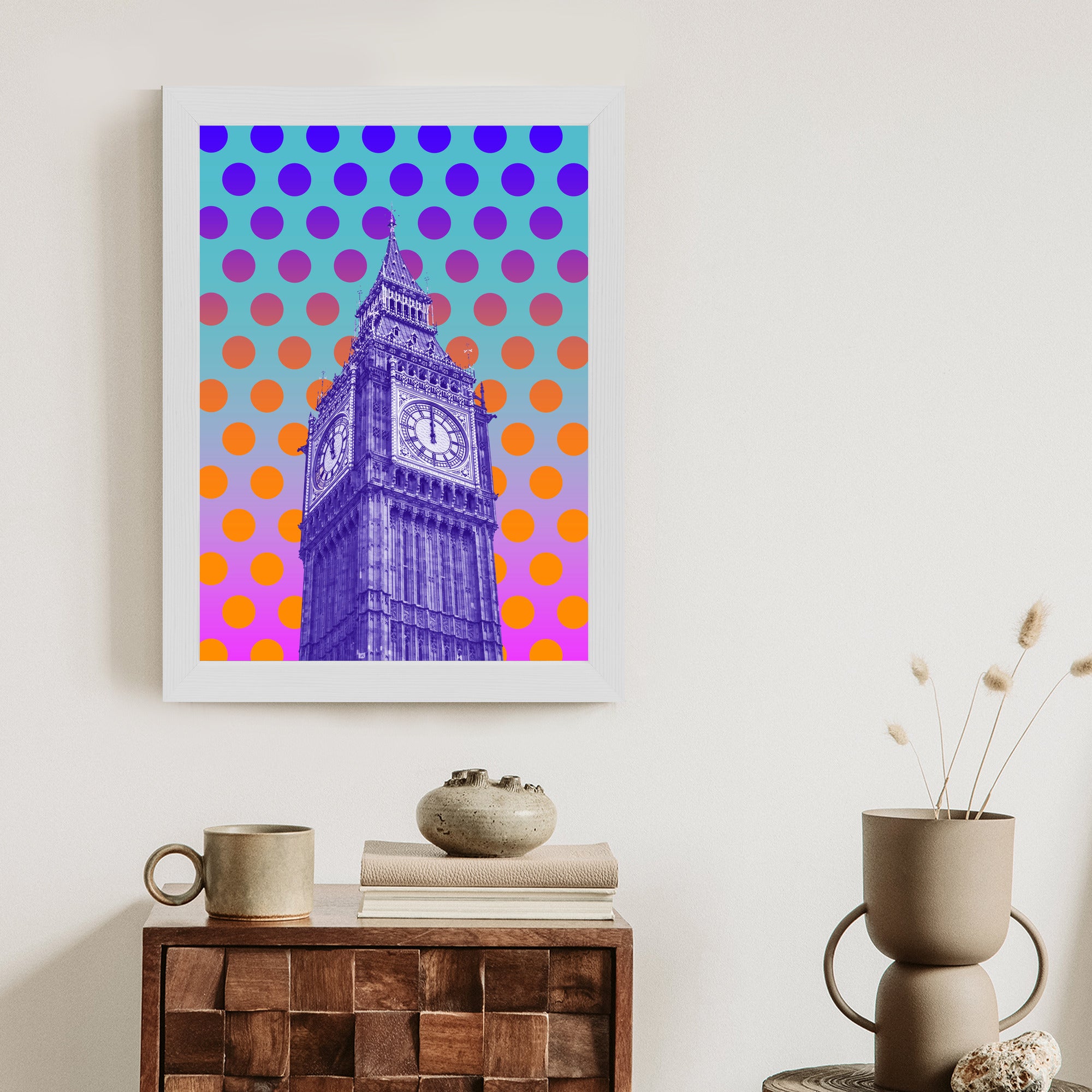 Plakat Big Ben W Stylu Pop Art Na Kolorowym Tle Rama Aluminiowa Kolor Czarny