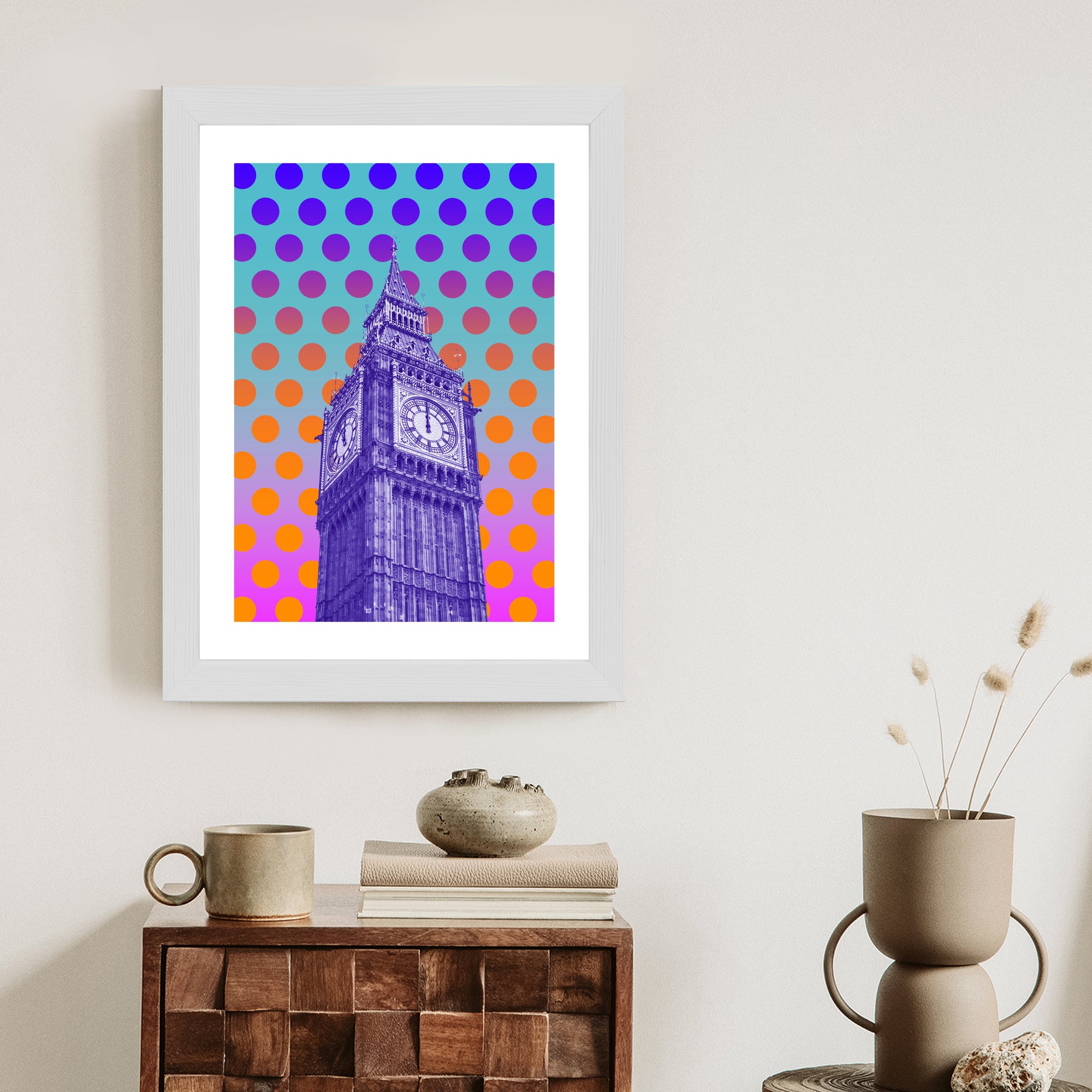 Plakat Big Ben W Stylu Pop Art Na Kolorowym Tle Rama Aluminiowa Kolor Czarny