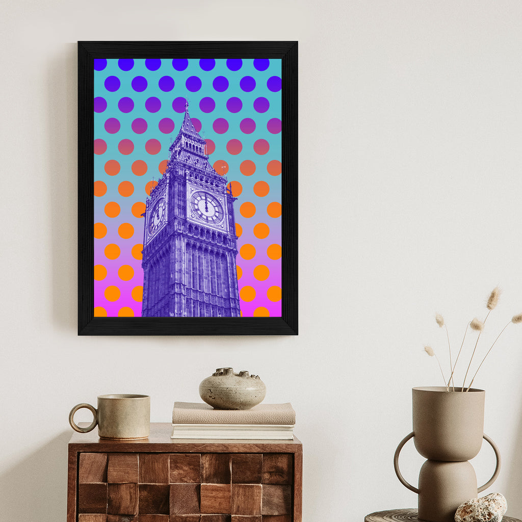 Plakat Big Ben W Stylu Pop Art Na Kolorowym Tle Rama Aluminiowa Kolor Czarny