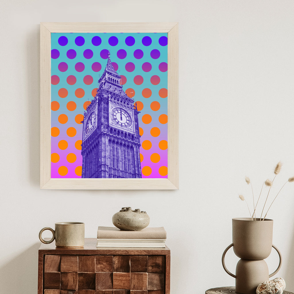 Plakat Big Ben W Stylu Pop Art Na Kolorowym Tle Rama Aluminiowa Kolor Czarny