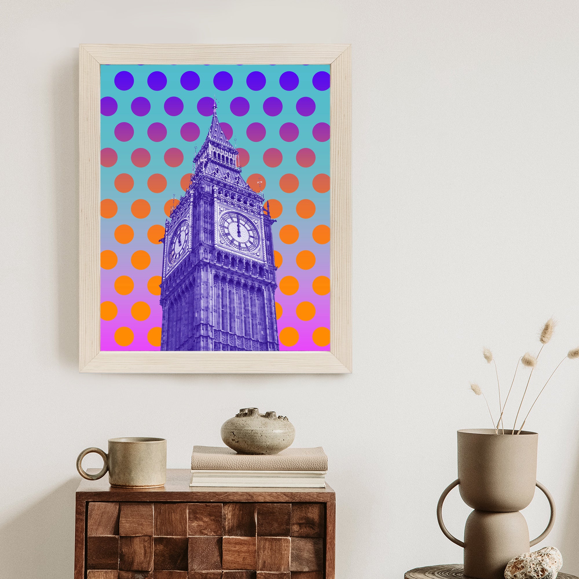 Plakat Big Ben W Stylu Pop Art Na Kolorowym Tle Rama Aluminiowa Kolor Czarny