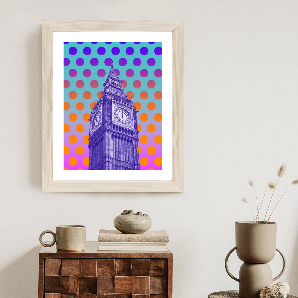 Plakat Big Ben W Stylu Pop Art Na Kolorowym Tle Rama Aluminiowa Kolor Czarny