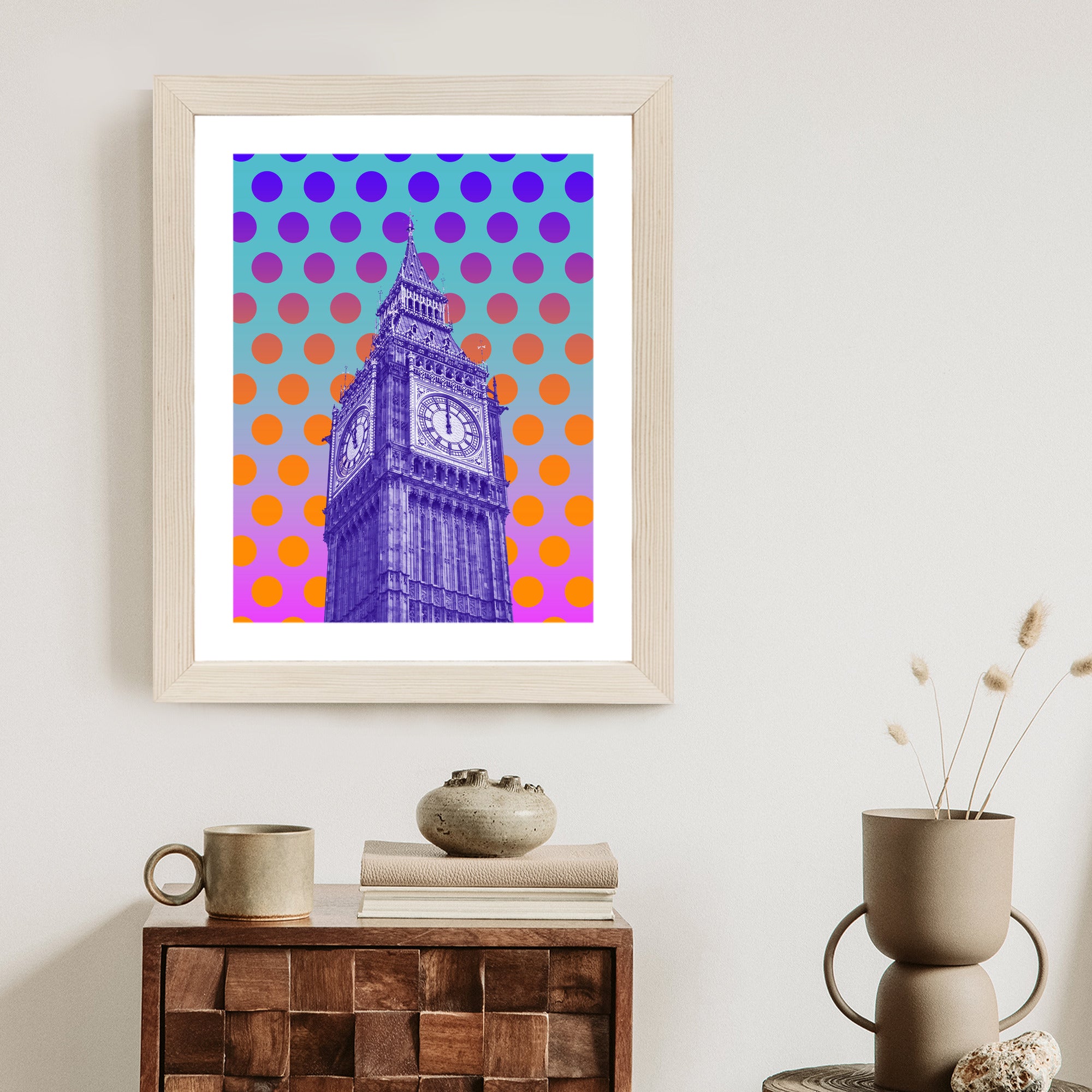 Plakat Big Ben W Stylu Pop Art Na Kolorowym Tle Rama Aluminiowa Kolor Czarny