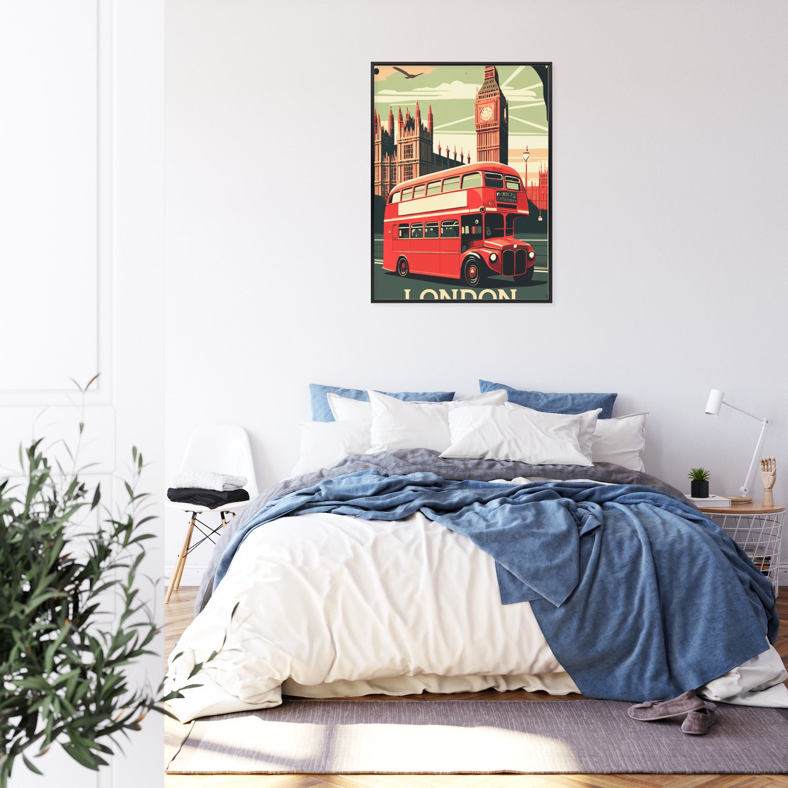 Plakat Czerwony Autobus Na Tle Londyńskiego Big Bena Rama Aluminiowa Kolor Czarny