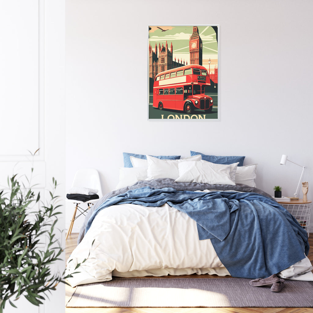 Plakat Czerwony Autobus Na Tle Londyńskiego Big Bena Rama Aluminiowa Kolor Czarny