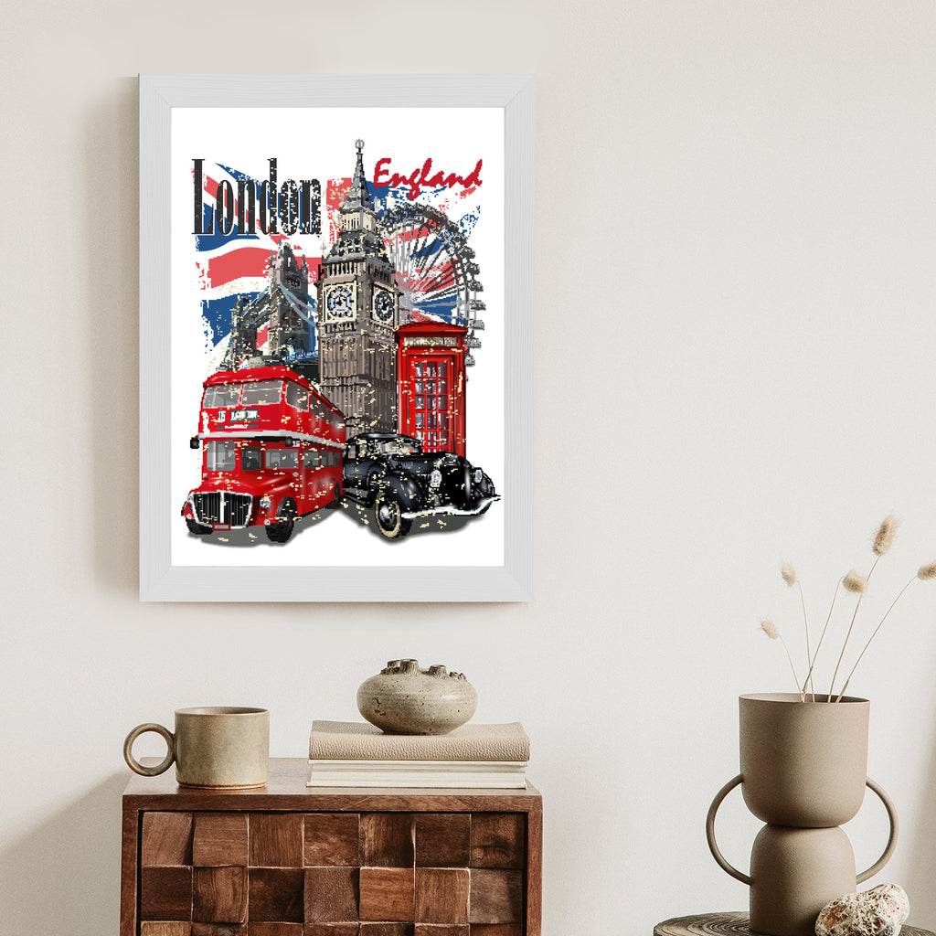 Plakat Londyn I Słynne Atrakcje Turystyczne Rama Aluminiowa Kolor Czarny