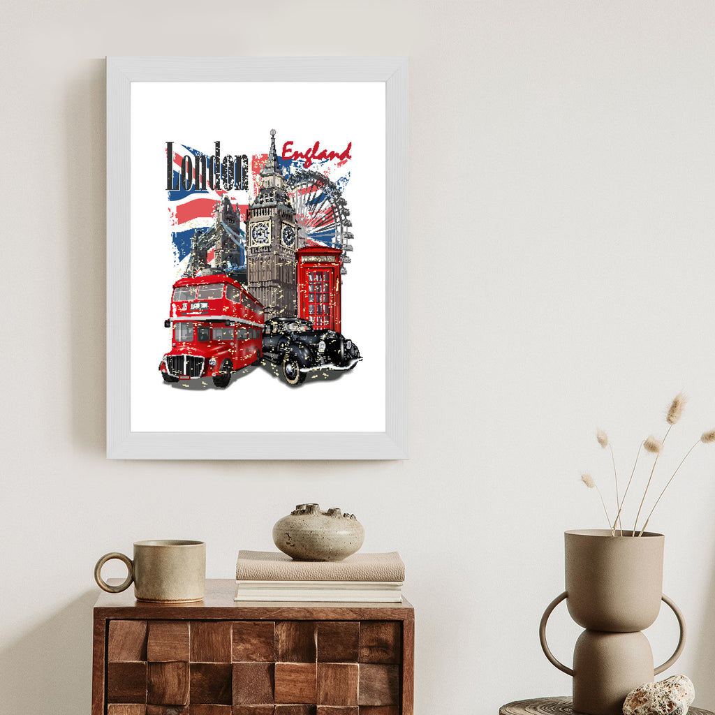 Plakat Londyn I Słynne Atrakcje Turystyczne Rama Aluminiowa Kolor Czarny