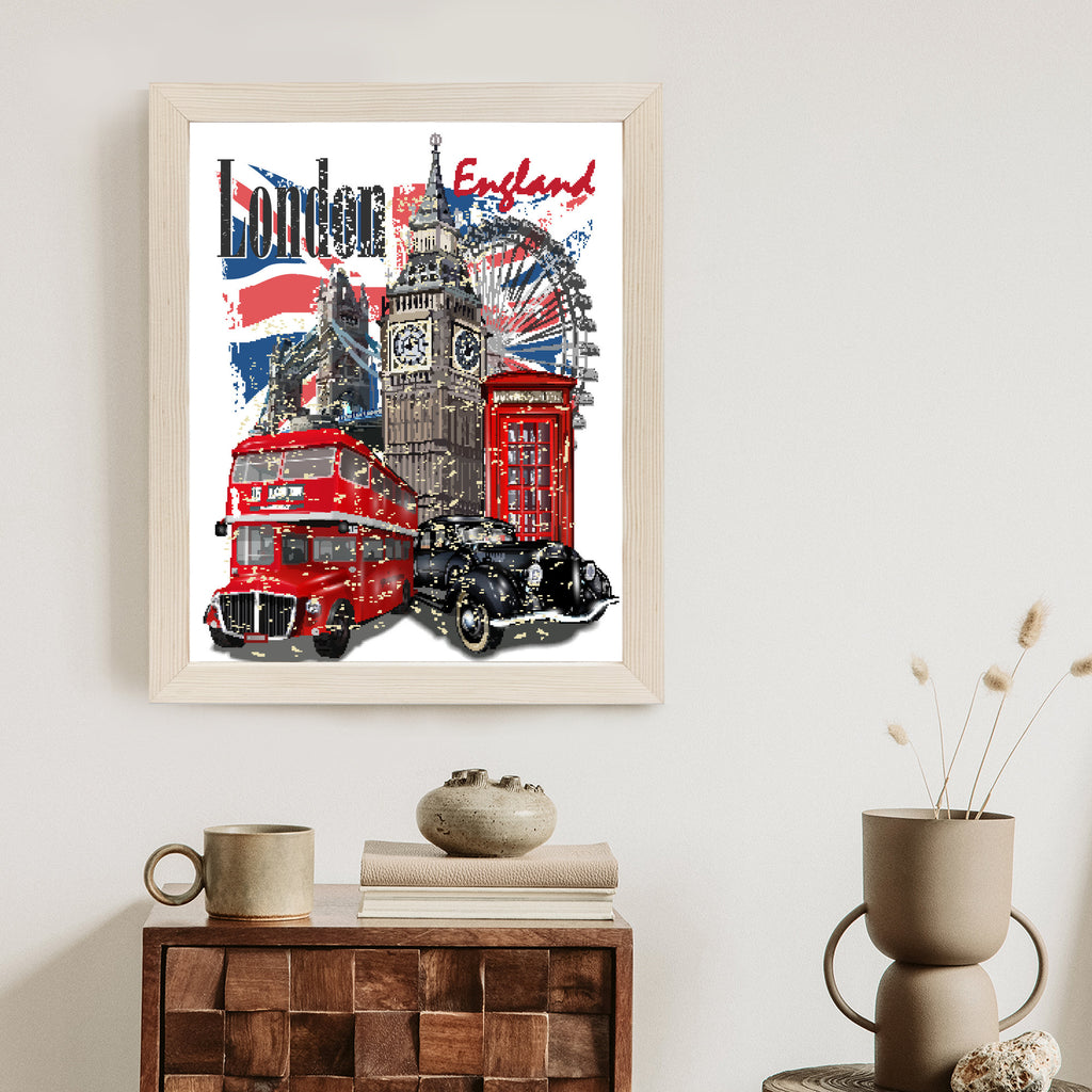 Plakat Londyn I Słynne Atrakcje Turystyczne Rama Aluminiowa Kolor Czarny