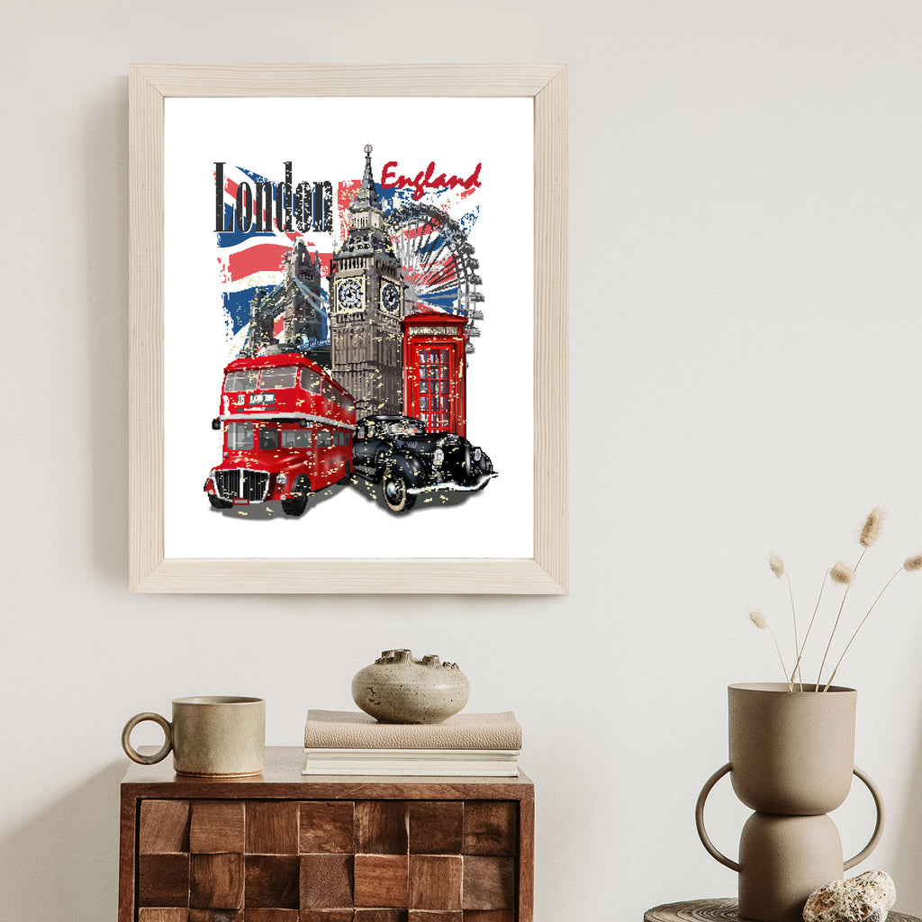 Plakat Londyn I Słynne Atrakcje Turystyczne Rama Aluminiowa Kolor Czarny
