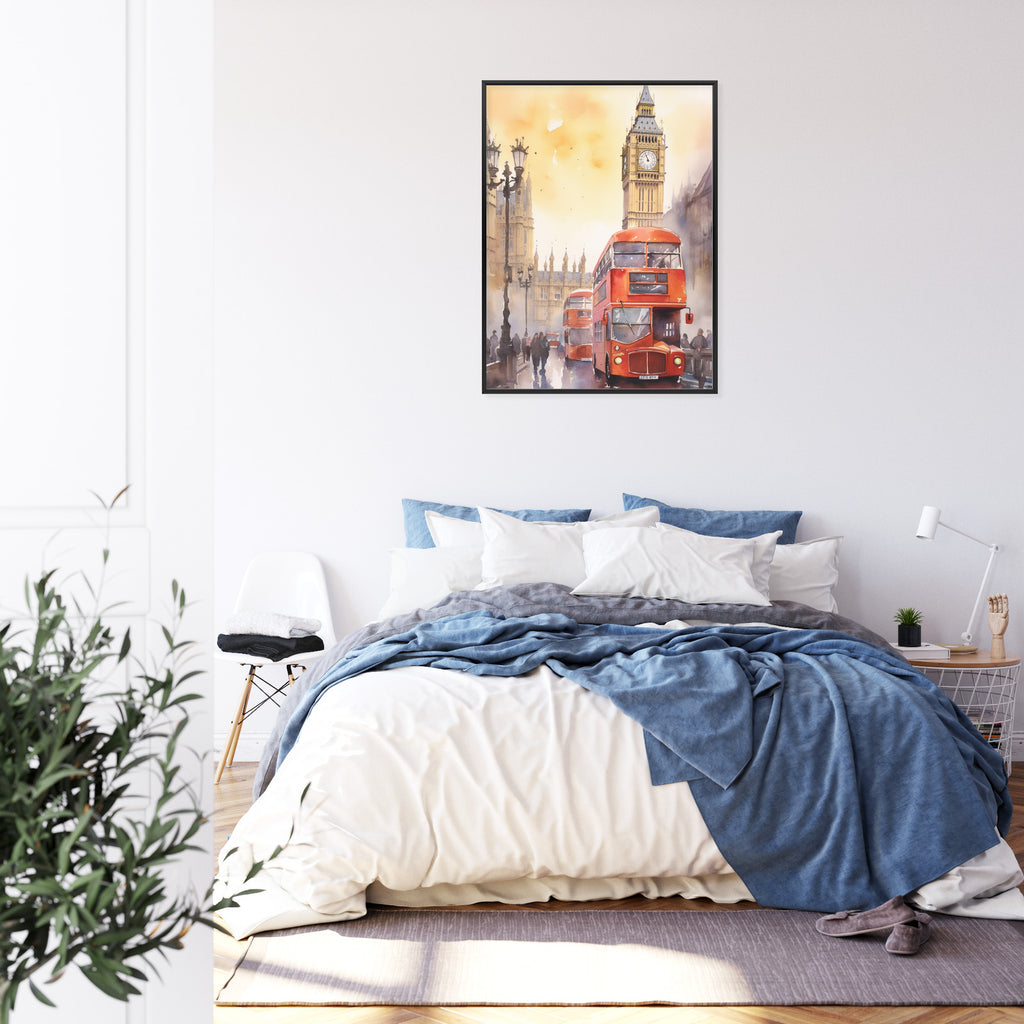 Plakat Autobus I Big Ben W Akwarelowym Londynie Rama Aluminiowa Kolor Czarny