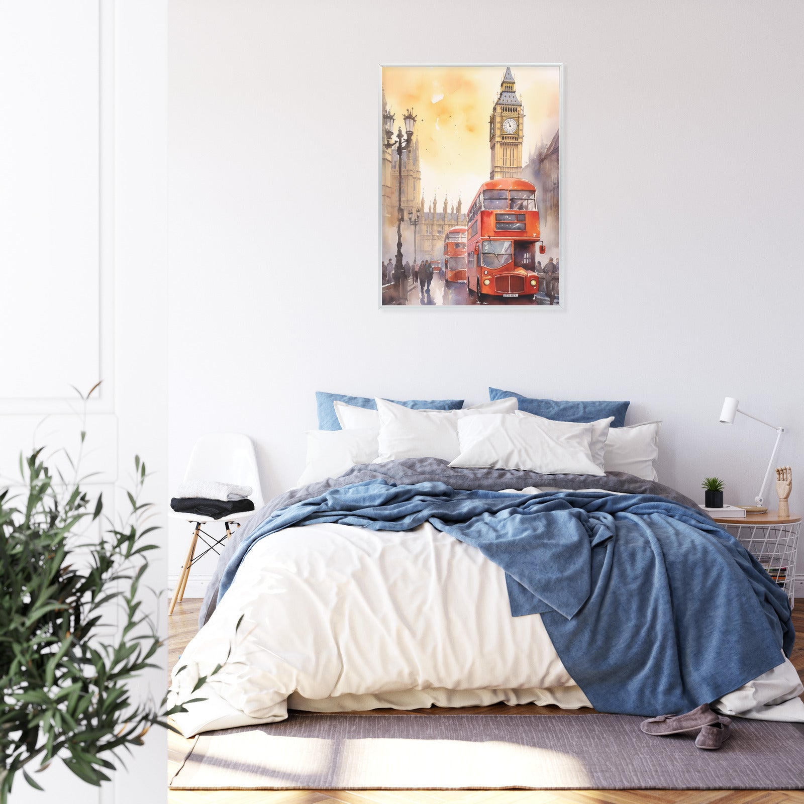 Plakat Autobus I Big Ben W Akwarelowym Londynie Rama Aluminiowa Kolor Czarny