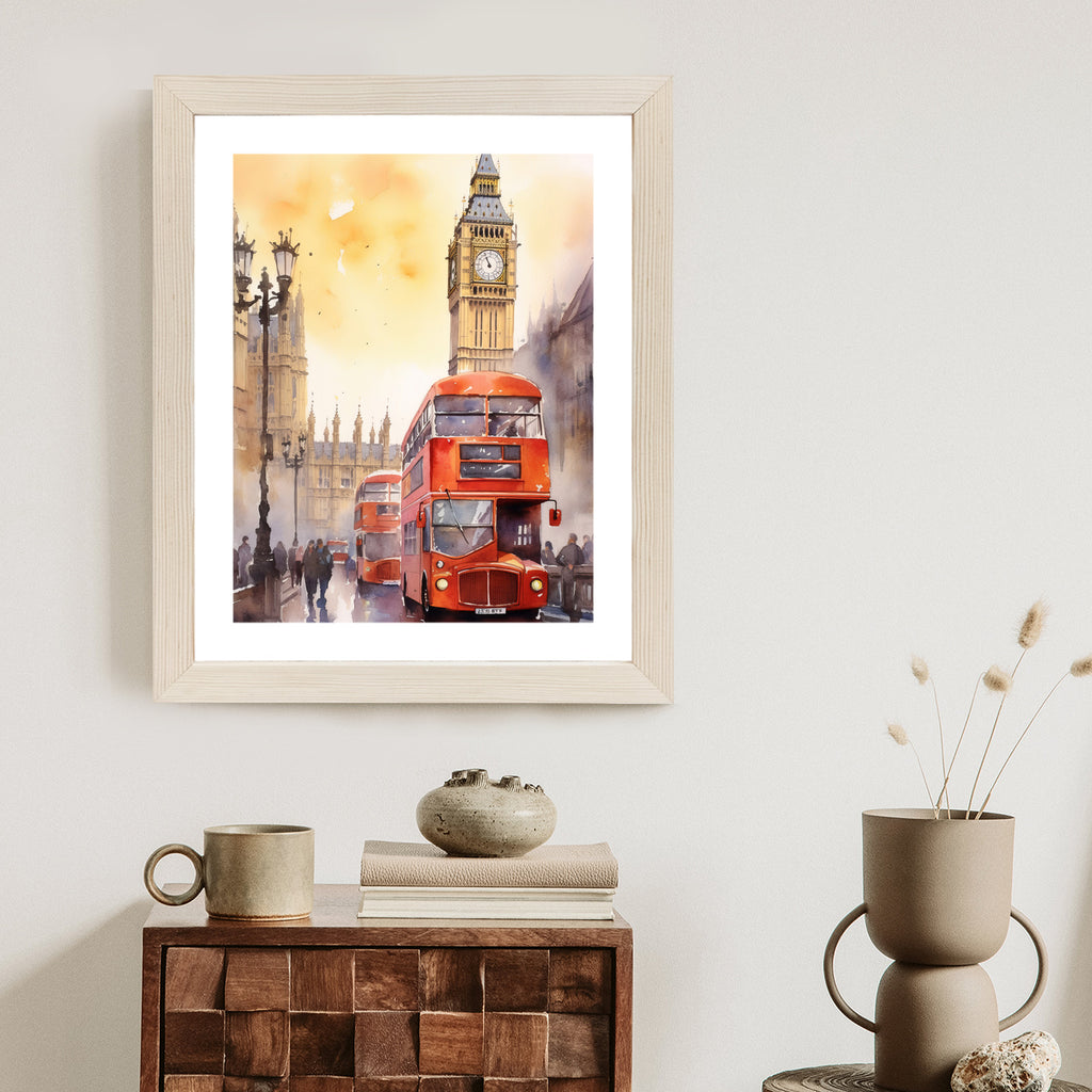 Plakat Autobus I Big Ben W Akwarelowym Londynie Rama Aluminiowa Kolor Czarny