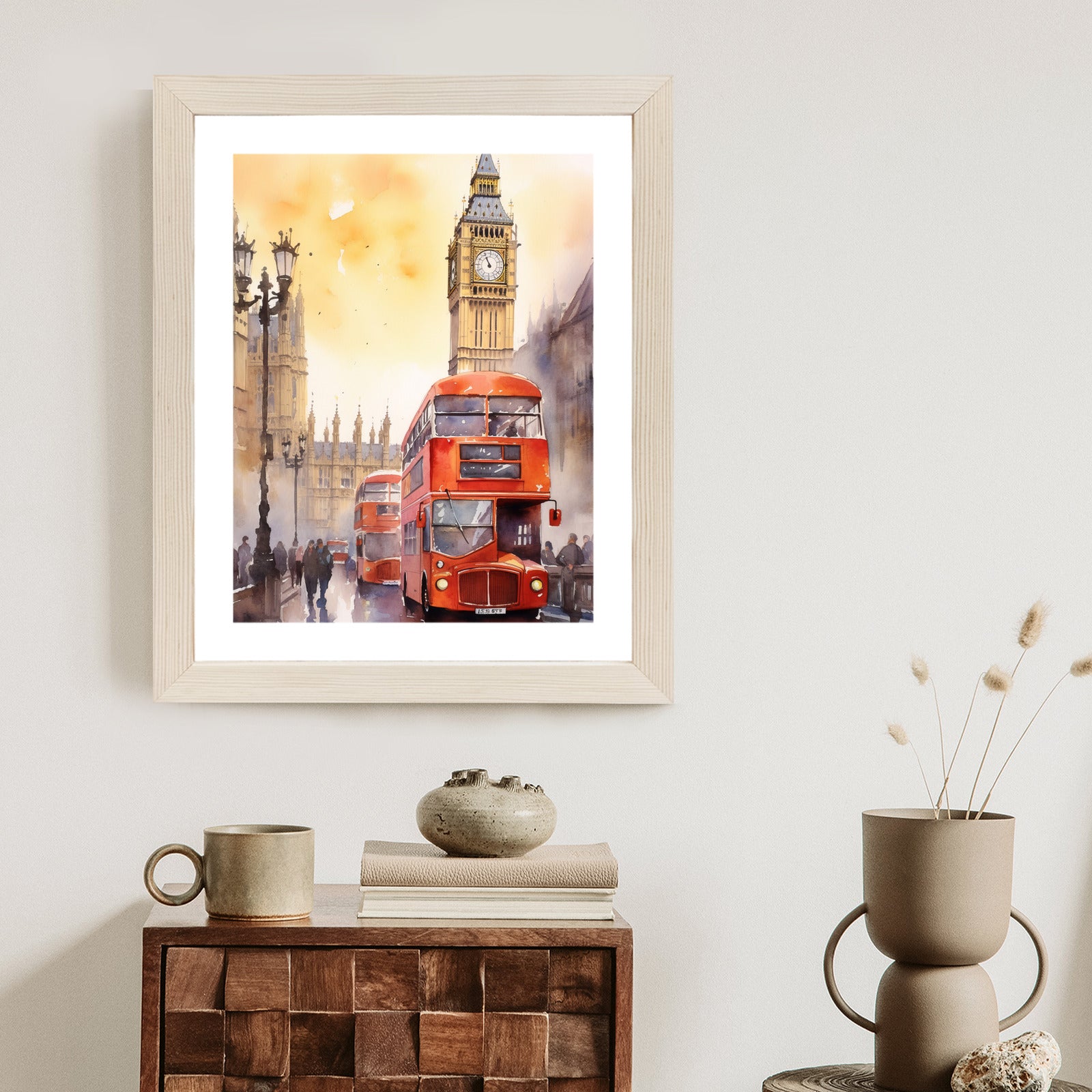 Plakat Autobus I Big Ben W Akwarelowym Londynie Rama Aluminiowa Kolor Czarny
