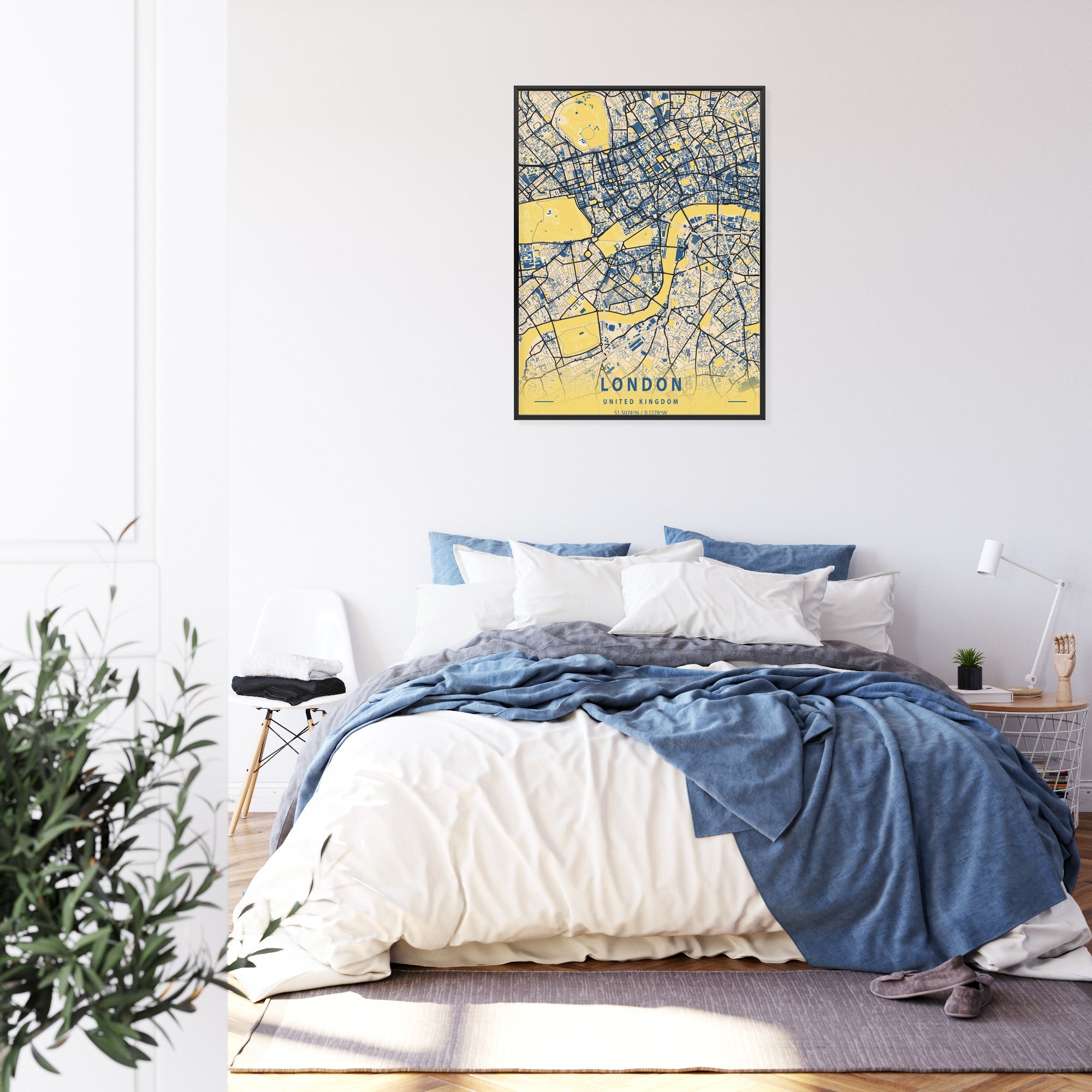 Plakat Londyn Żółta Mapa Miasta Rama Aluminiowa Kolor Czarny