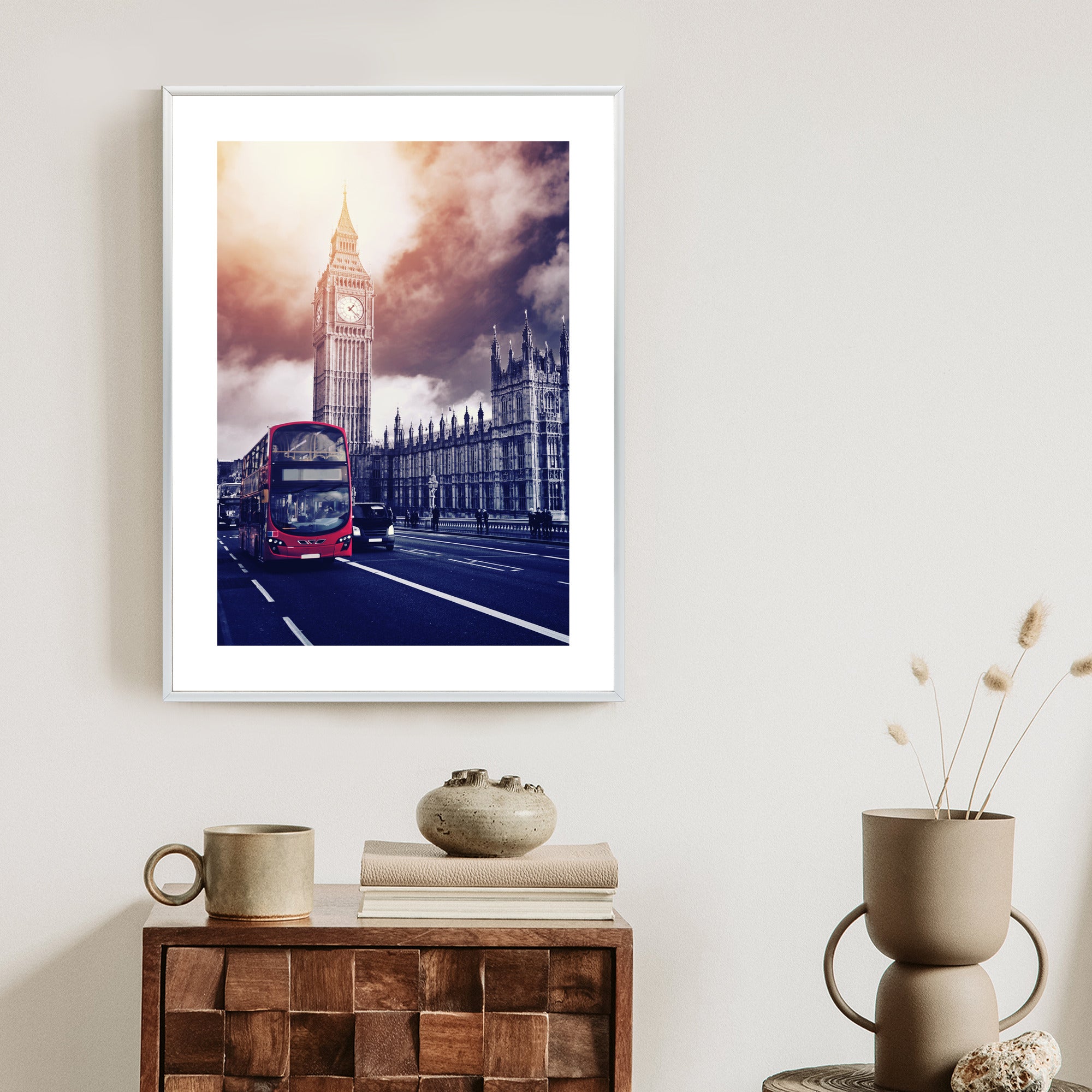 Plakat Czerwony Autobus I Pałac Westminsterski Rama Aluminiowa Kolor Czarny