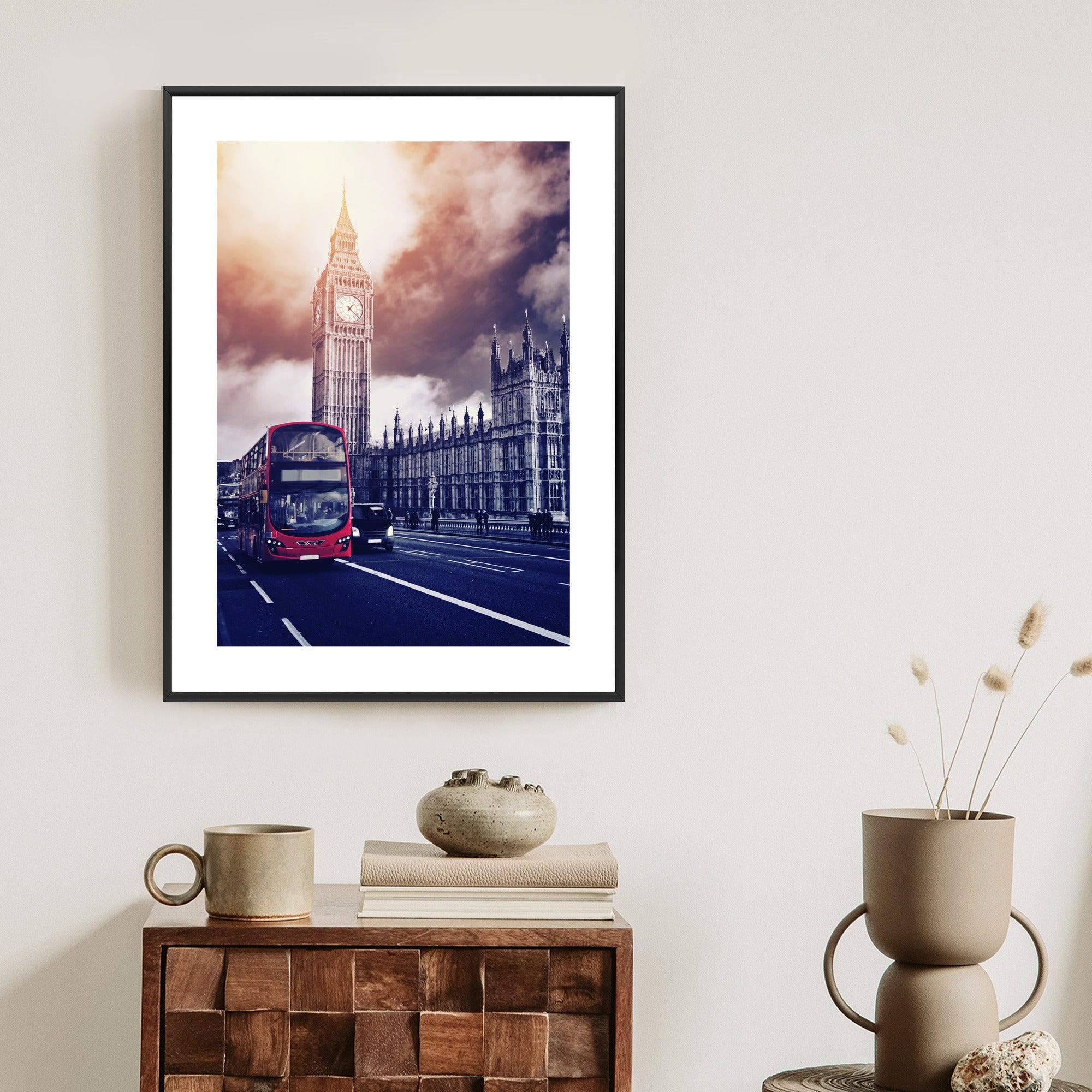 Plakat Czerwony Autobus I Pałac Westminsterski Rama Aluminiowa Kolor Czarny