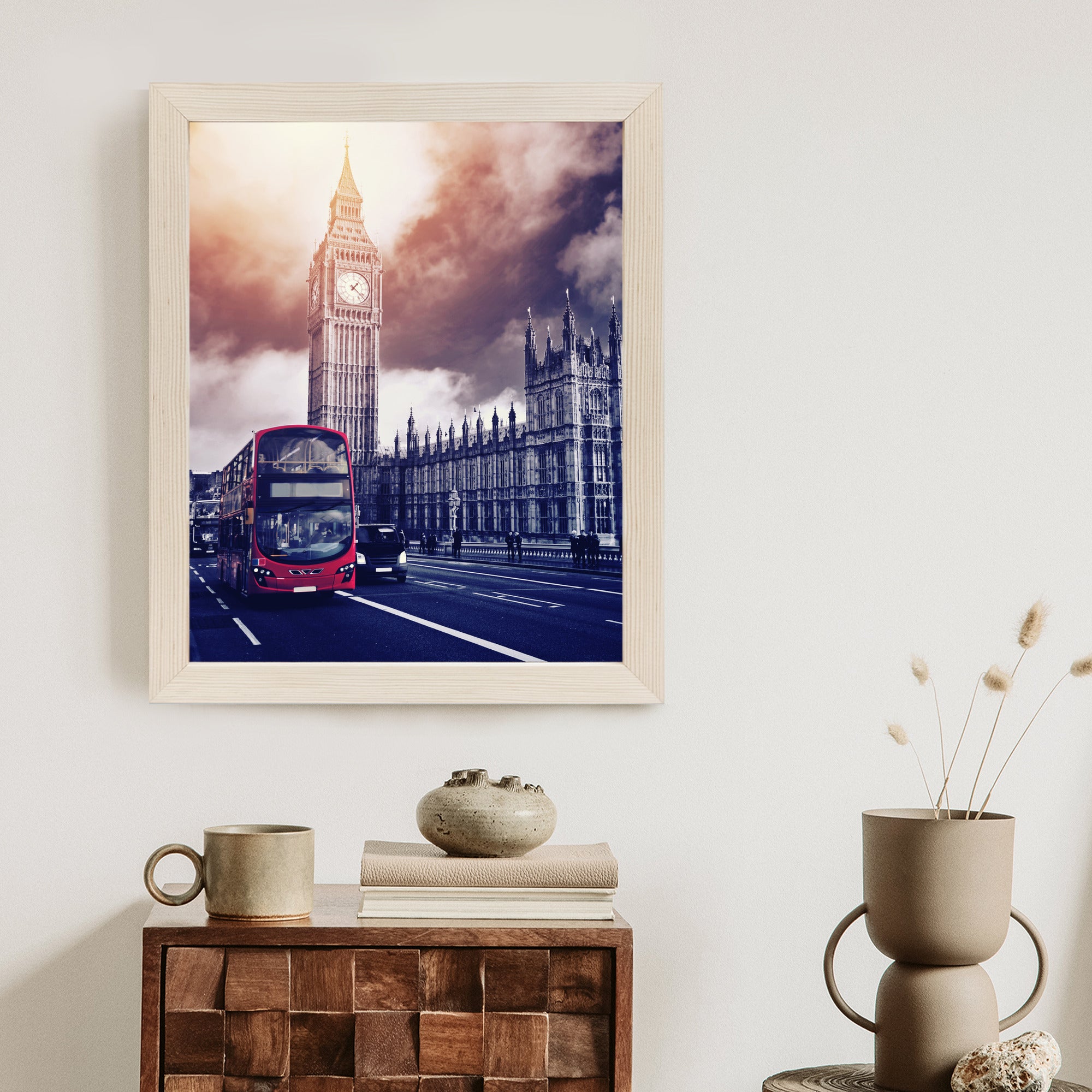 Plakat Czerwony Autobus I Pałac Westminsterski Rama Aluminiowa Kolor Czarny
