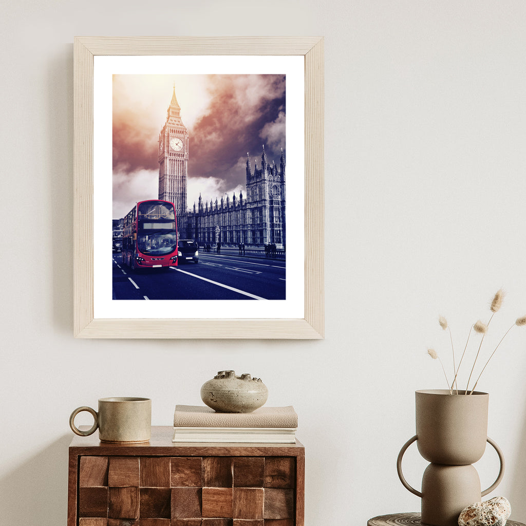 Plakat Czerwony Autobus I Pałac Westminsterski Rama Aluminiowa Kolor Czarny