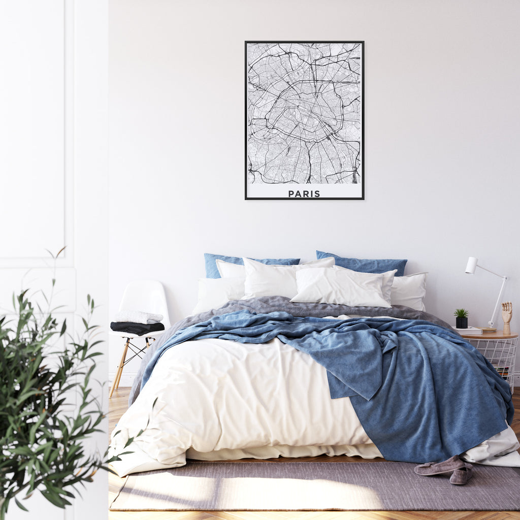 Plakat Ulice Paryża Z Lotu Ptaka - Plan Rama Aluminiowa Kolor Czarny