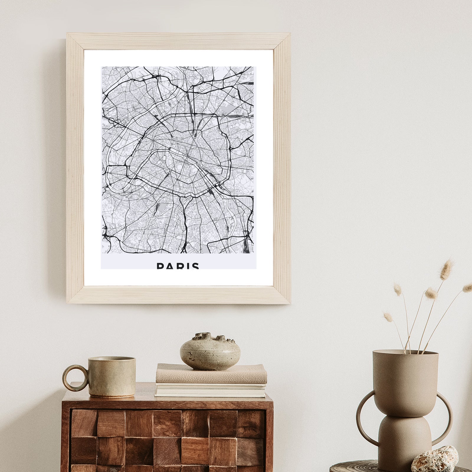 Plakat Ulice Paryża Z Lotu Ptaka - Plan Rama Aluminiowa Kolor Czarny