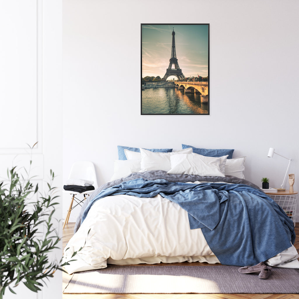 Plakat Sekwana U Stóp Wieży Eiffla Rama Aluminiowa Kolor Czarny