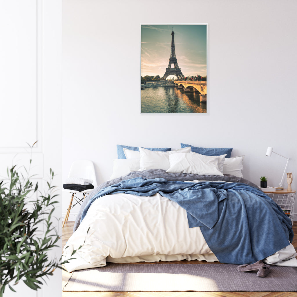 Plakat Sekwana U Stóp Wieży Eiffla Rama Aluminiowa Kolor Czarny