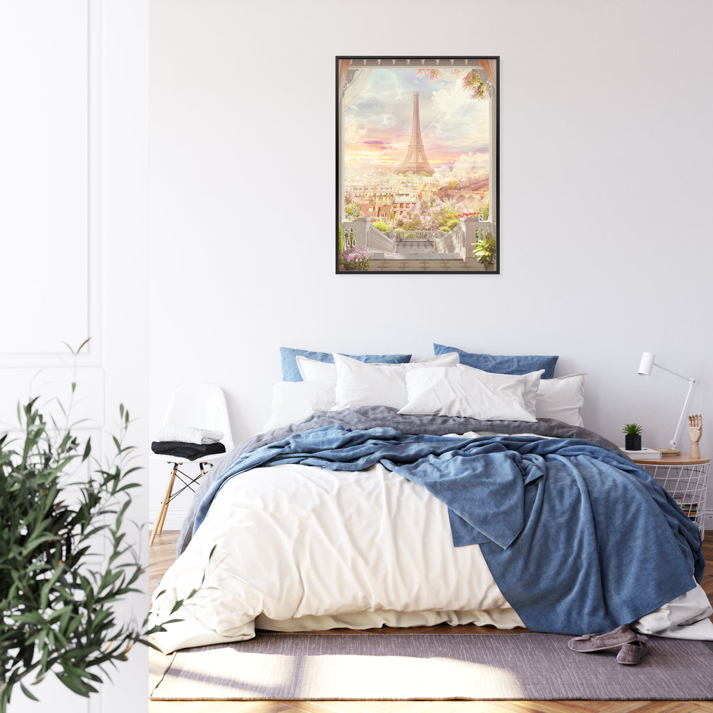 Plakat Widok Z Tarasu Na Malowniczy Paryż Rama Aluminiowa Kolor Czarny