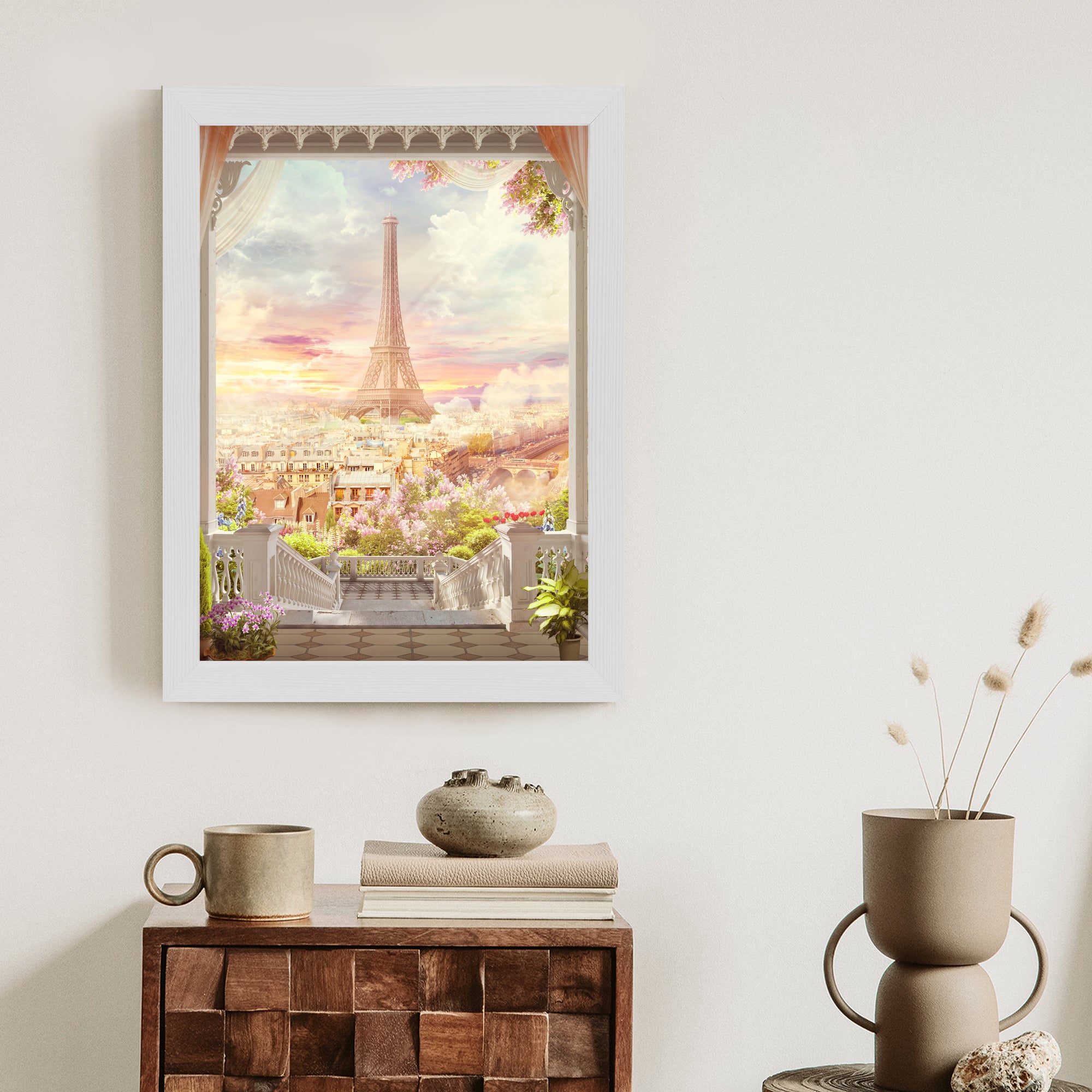 Plakat Widok Z Tarasu Na Malowniczy Paryż Rama Aluminiowa Kolor Czarny