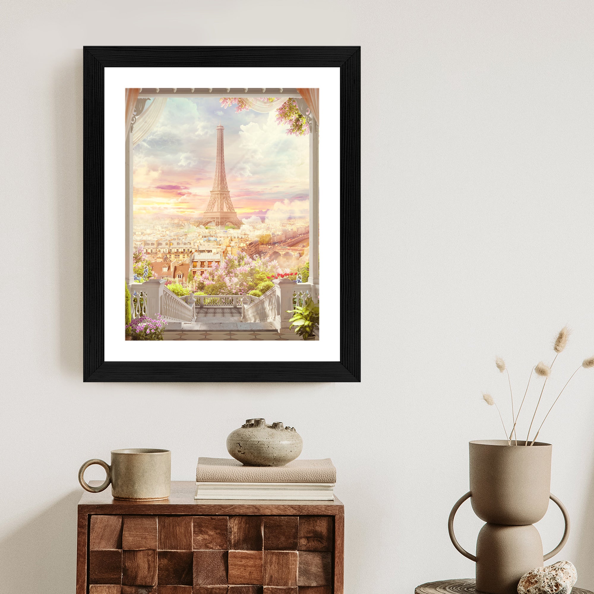 Plakat Widok Z Tarasu Na Malowniczy Paryż Rama Aluminiowa Kolor Czarny