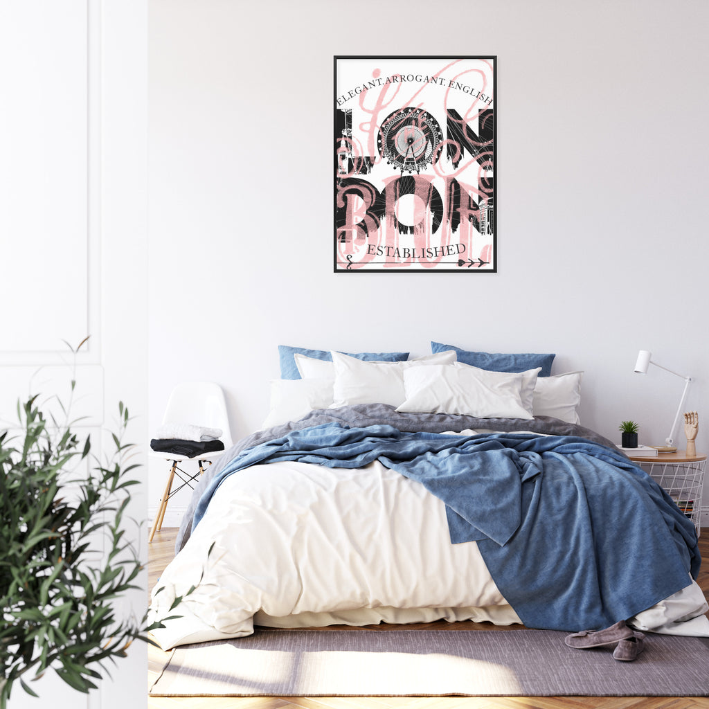 Plakat Londyn Typografia Na Białym Tle Rama Aluminiowa Kolor Czarny