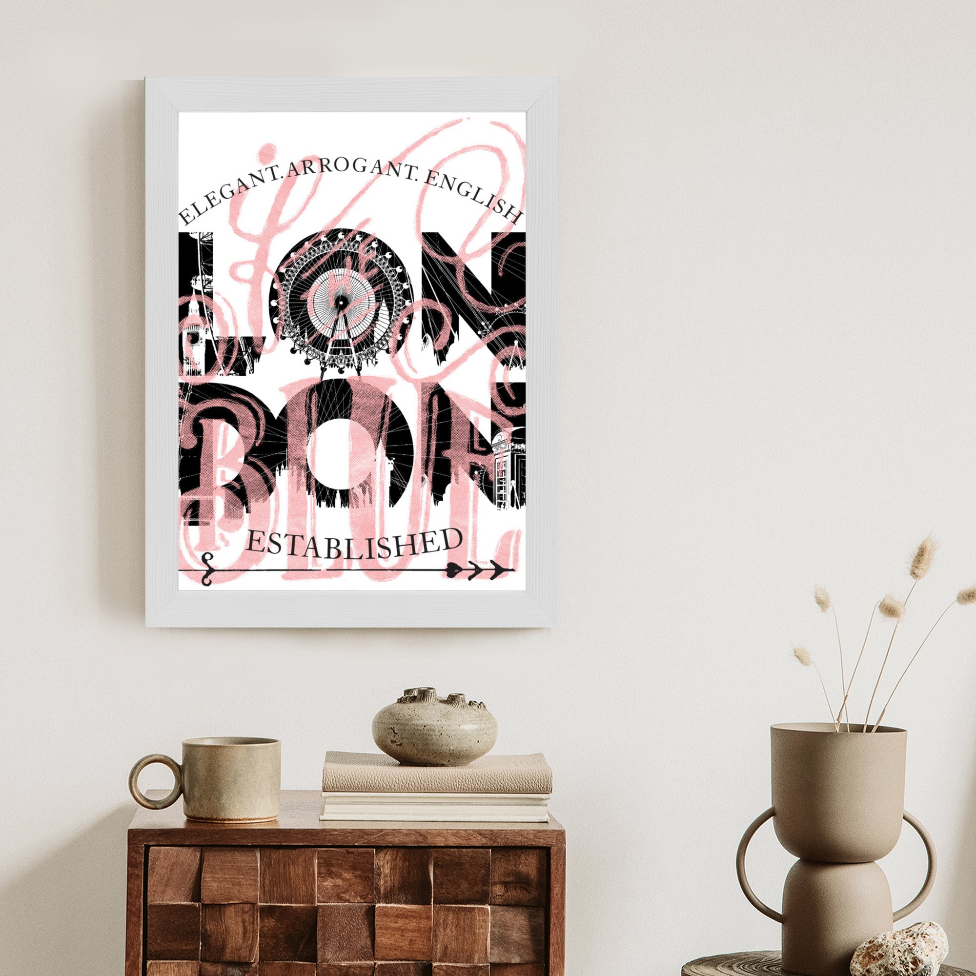 Plakat Londyn Typografia Na Białym Tle Rama Aluminiowa Kolor Czarny