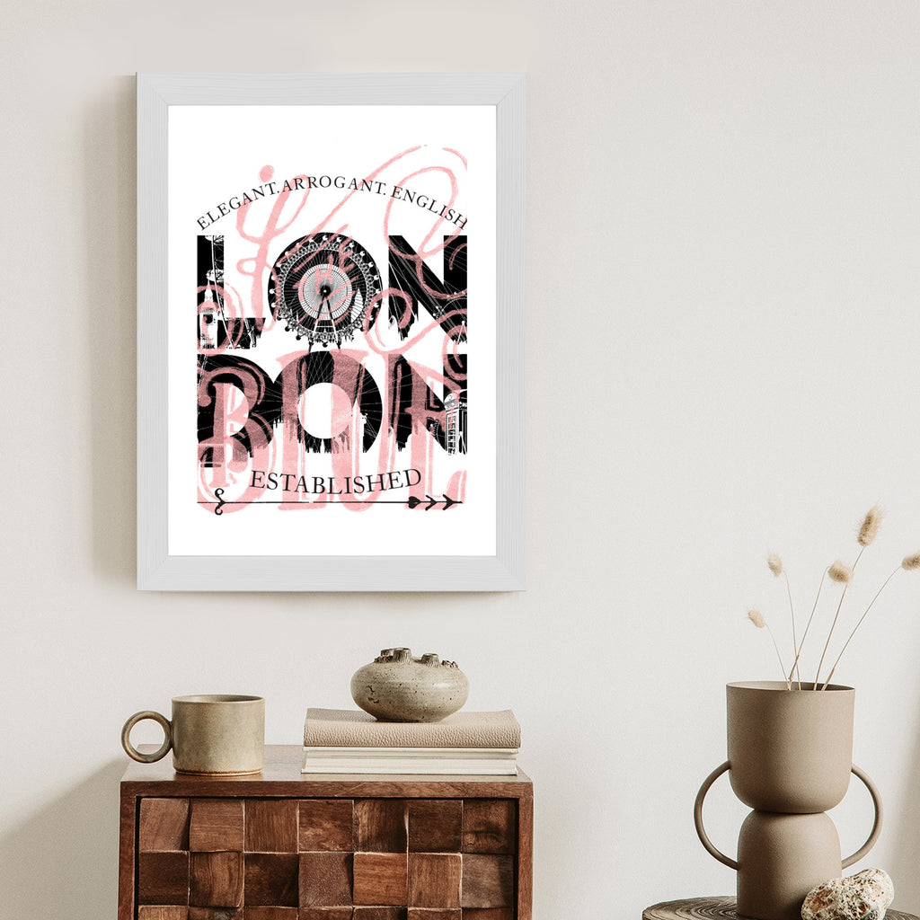 Plakat Londyn Typografia Na Białym Tle Rama Aluminiowa Kolor Czarny
