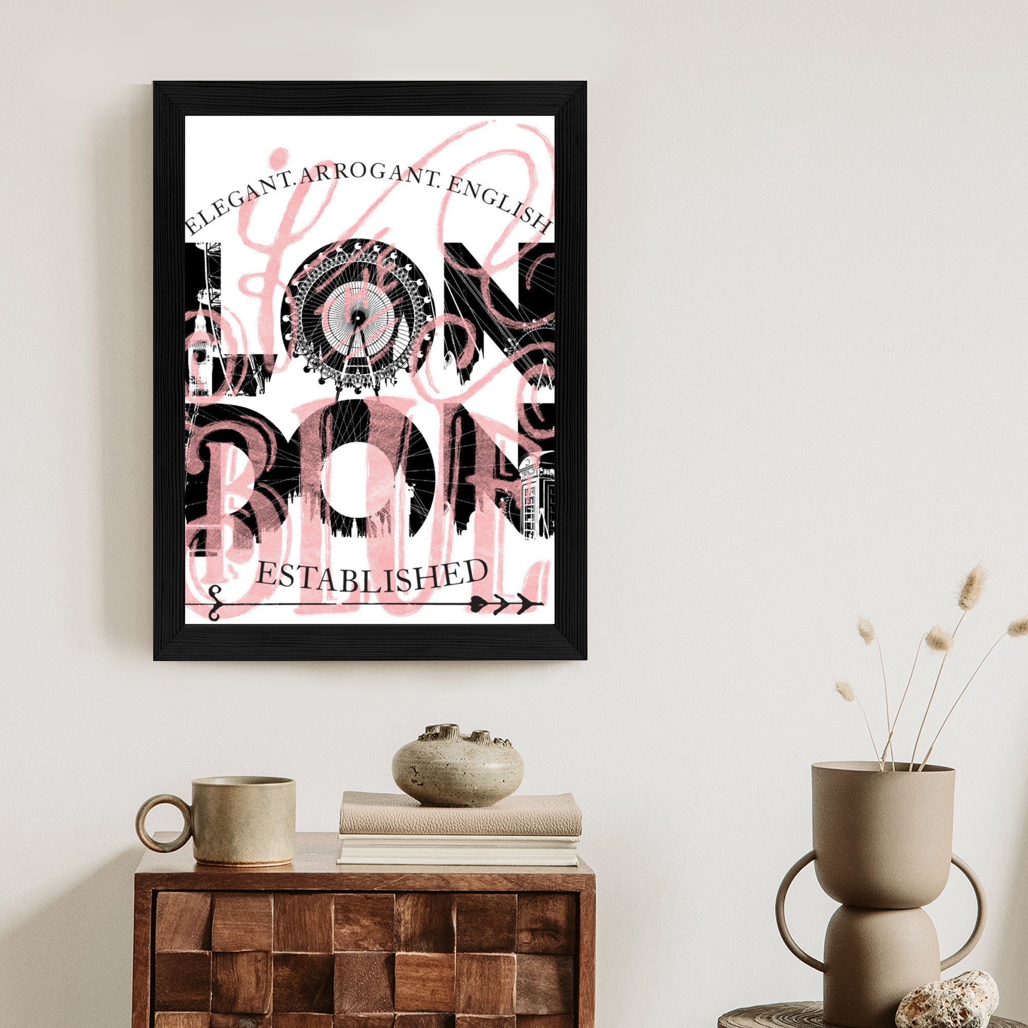 Plakat Londyn Typografia Na Białym Tle Rama Aluminiowa Kolor Czarny