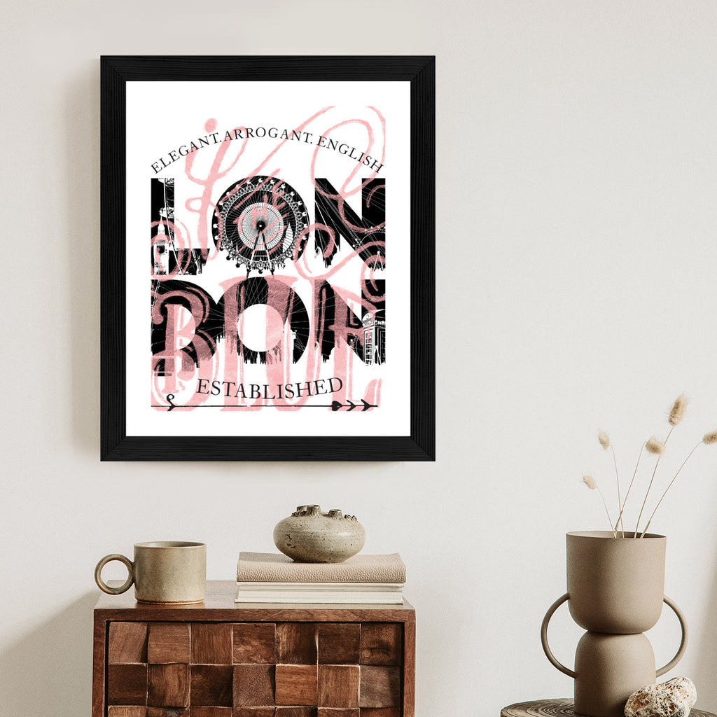 Plakat Londyn Typografia Na Białym Tle Rama Aluminiowa Kolor Czarny
