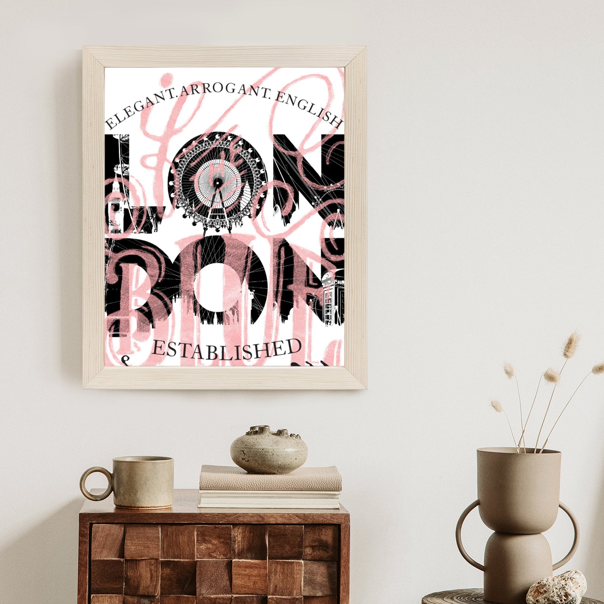 Plakat Londyn Typografia Na Białym Tle Rama Aluminiowa Kolor Czarny